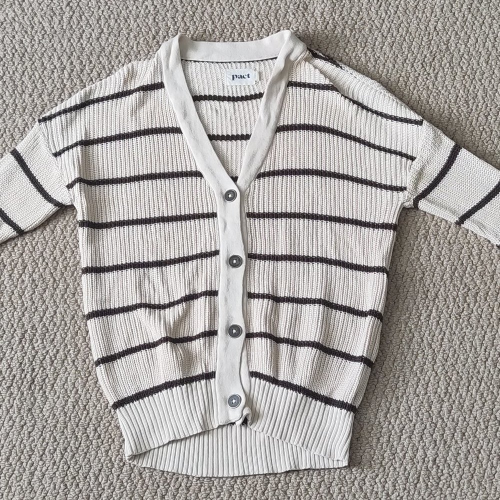 Organic Cotton Knit Striped Cardigan